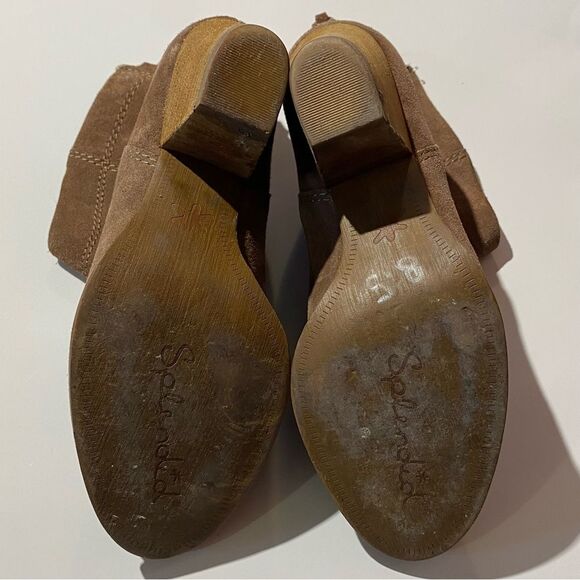 Splendid Fine Leather Booties Tan With Block Heel Women's Size 8.5 - Picture 11 of 13